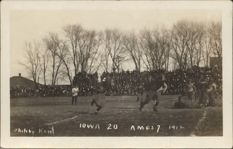 Postcard from Iowa State's first Homecoming game, played against the University of Iowa, November 1912.