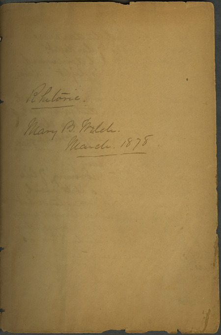 Lecture notes on rhetoric and grammar. Dated March 1878.