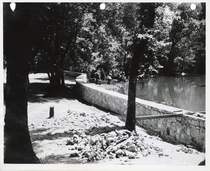 Photograph of a retaining wall in Willow Creek Park