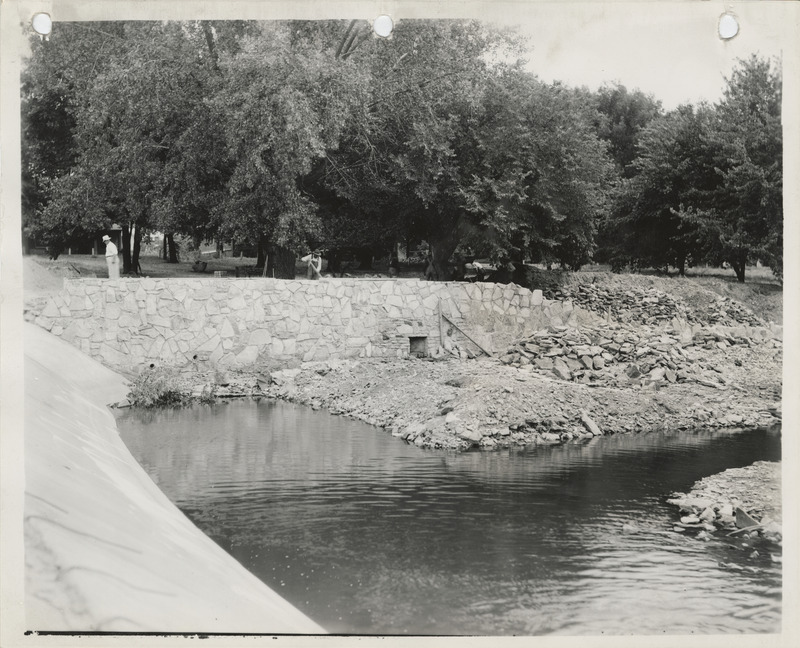 Photograph of a retaining wall in Charles City