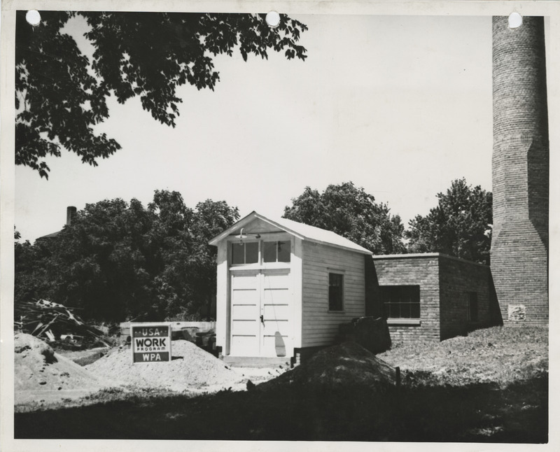 Photograph of the reconstructed boiler room of the high school in Jewell