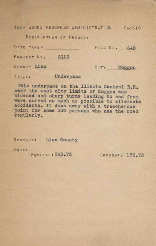 Description of project: underpass