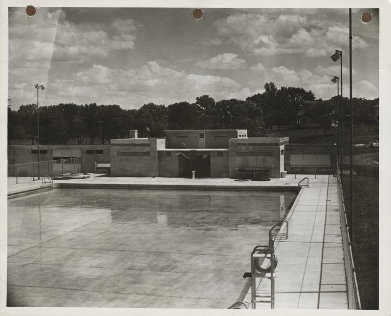 Photograph of the pool at the municipal swimming pool in Decorah