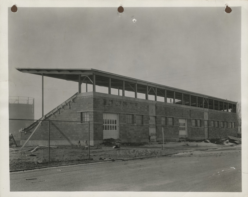 Photograph of the back of the stands at a stadium in Clinton