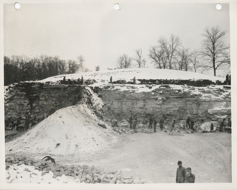 Photograph of people working at Rascum Quarry in Des Moines County