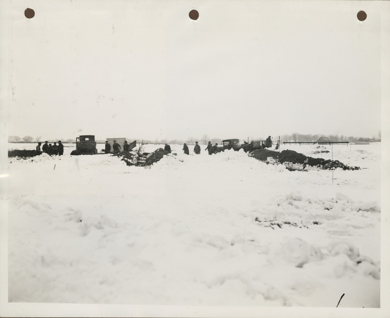 Photograph of people constructing the Burlington airport