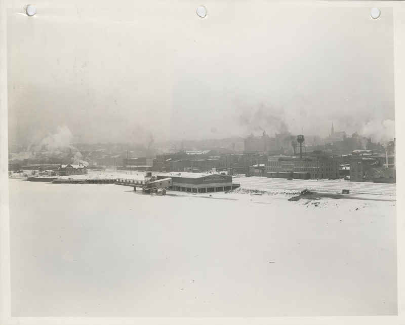 Photograph of the Burlington riverfront in winter