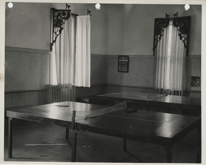 Photograph of ping pong tables at the community house library in Columbus Junction