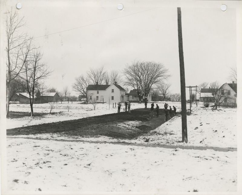 Photograph of people ditching and grading streets in Wilton Junction