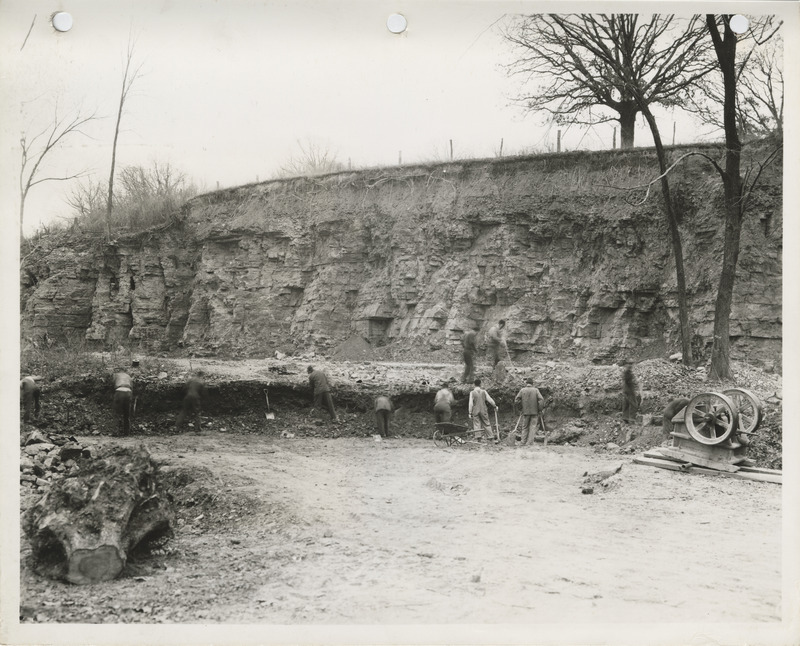 Photograph of people working at a quarry in LeClaire