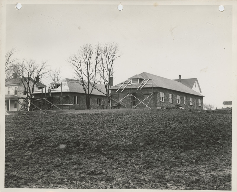 Photograph of the construction of buildings at a county farm in Appanoose County