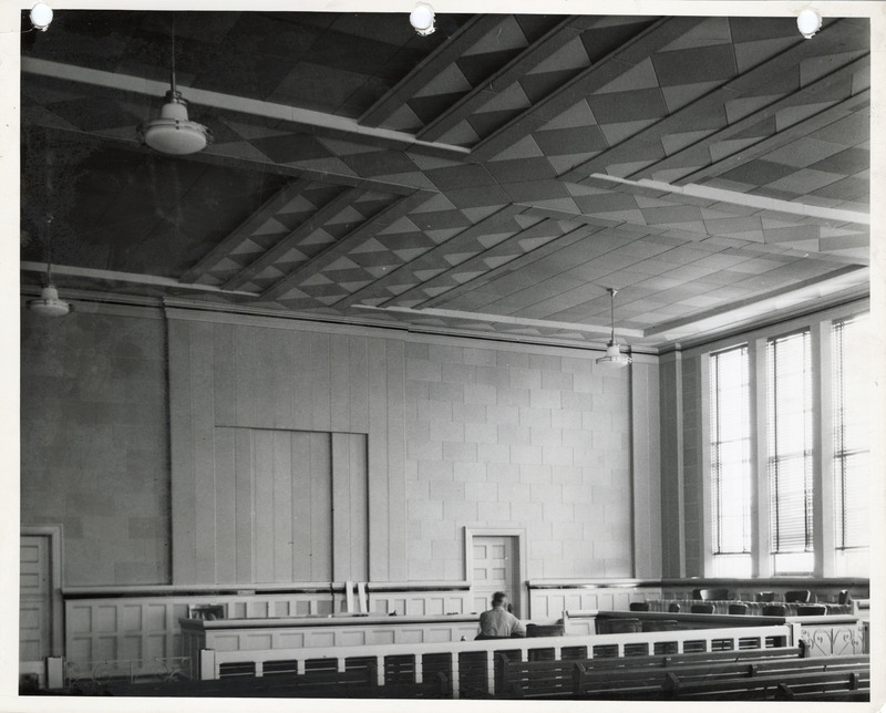 Photograph of a repaired and decorated county courthouse in Oskaloosa