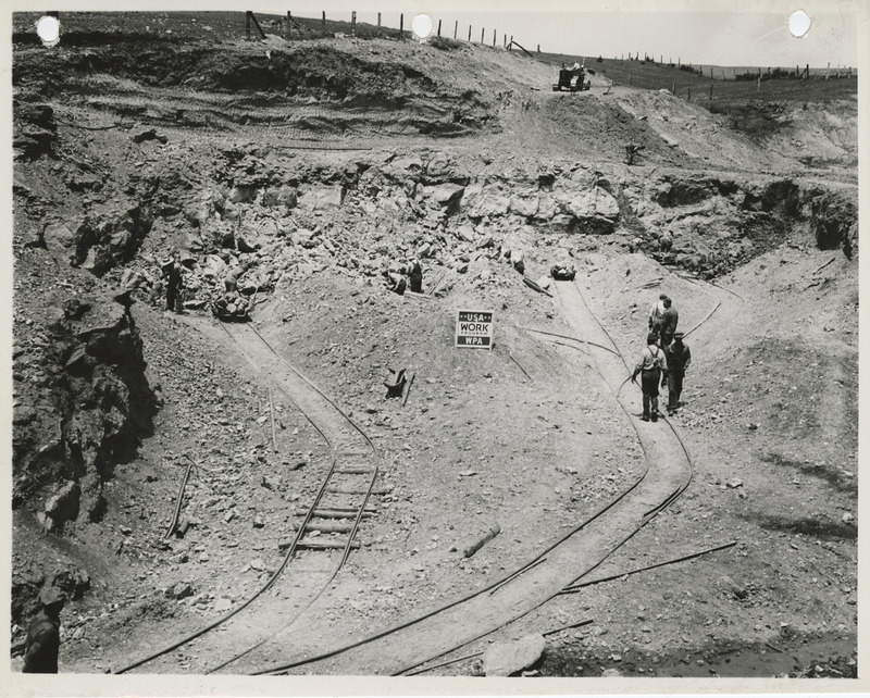 Photograph of people working at a quarry in Marion County