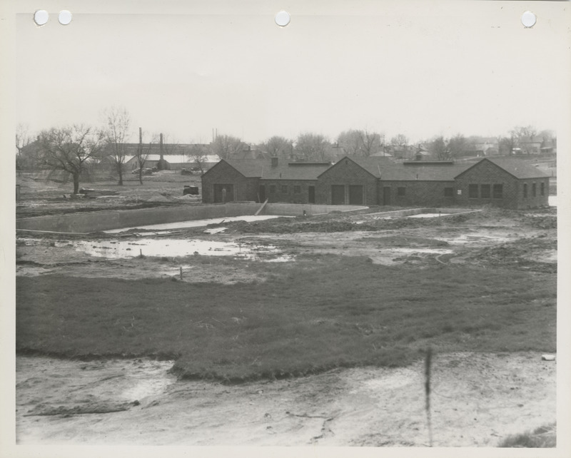 Photograph of the construction of a swimming pool at a city park in Pella