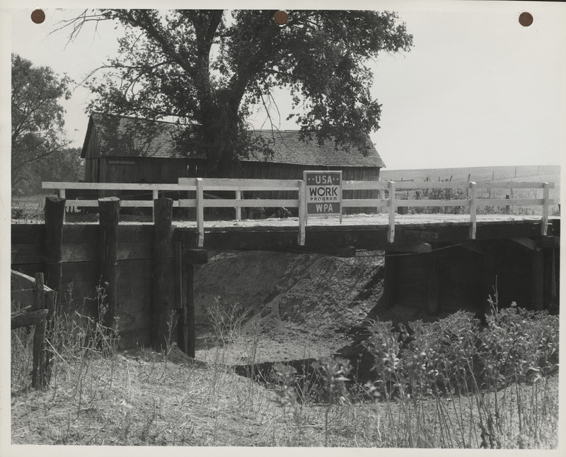 Photograph of a new bridge and channel change west of Lovilia