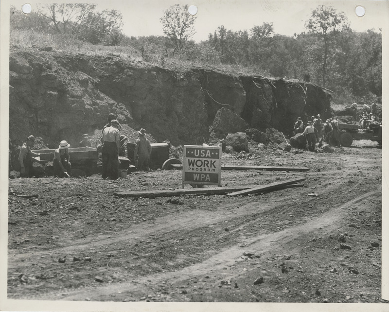 Photograph of people working at a quarry west of Albia