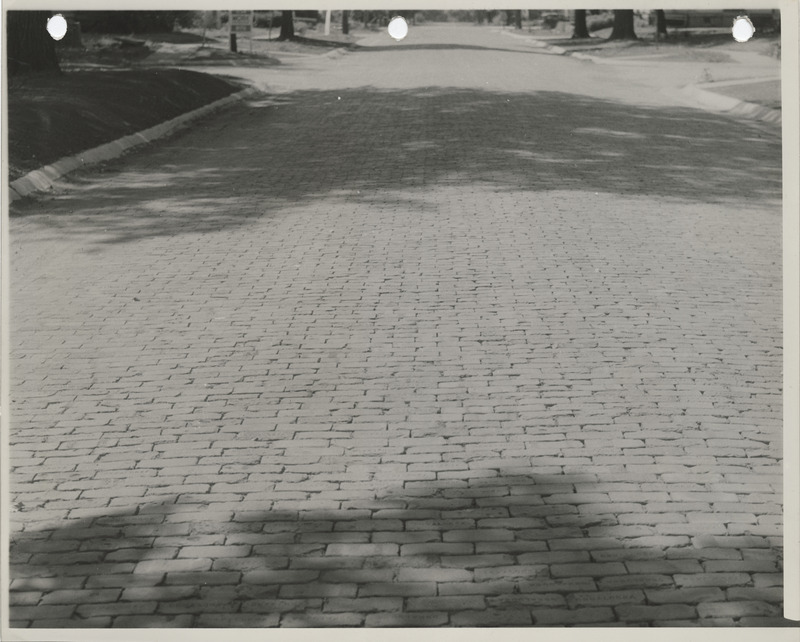 Photograph of a brick paved street in Albia