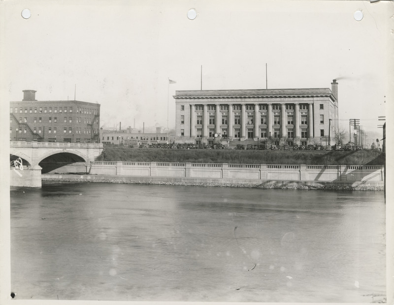 Photograph of a river wall in Des Moines