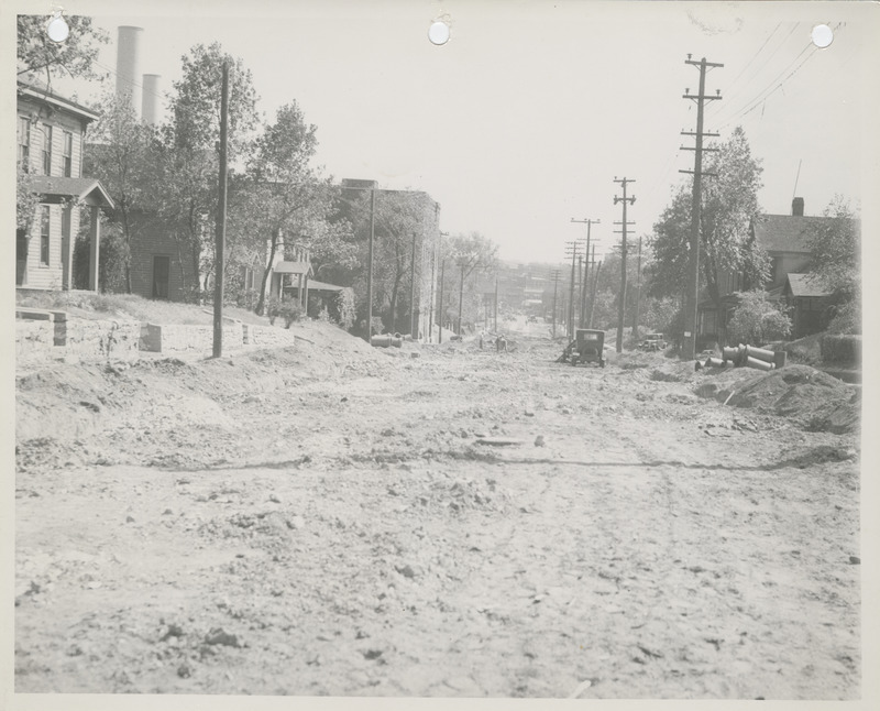 Photograph of grading and widening Second Street north of Keosauqua in Des Moines