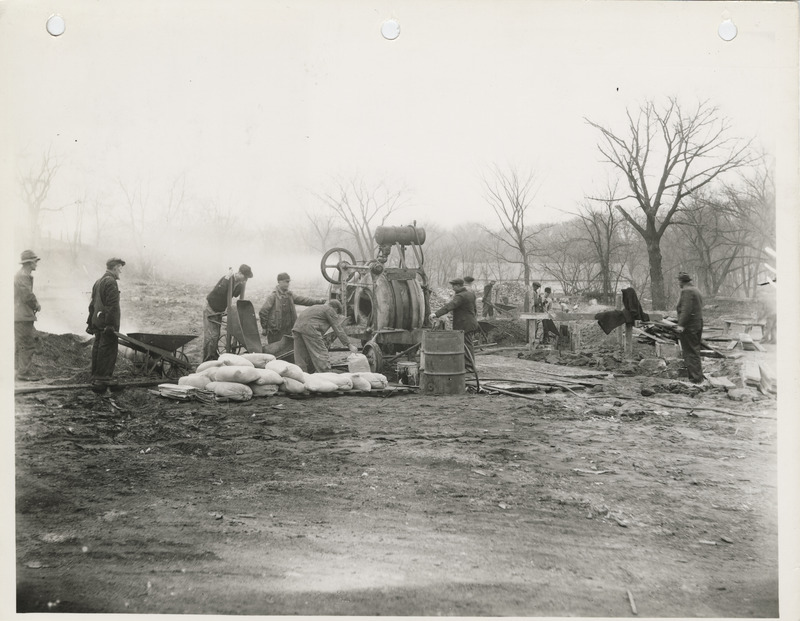 Photograph of construction at the State Fairgrounds in Des Moines