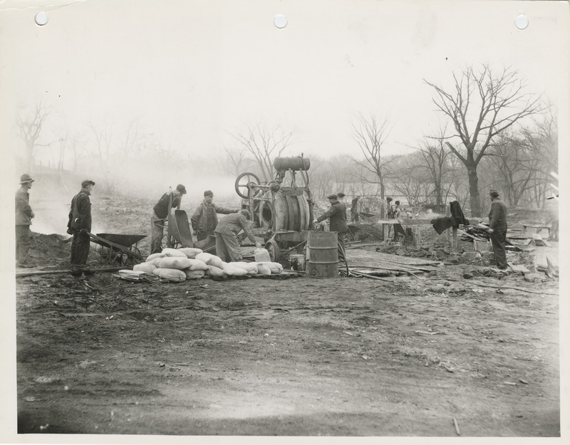 Photograph of construction at the State Fairgrounds in Des Moines