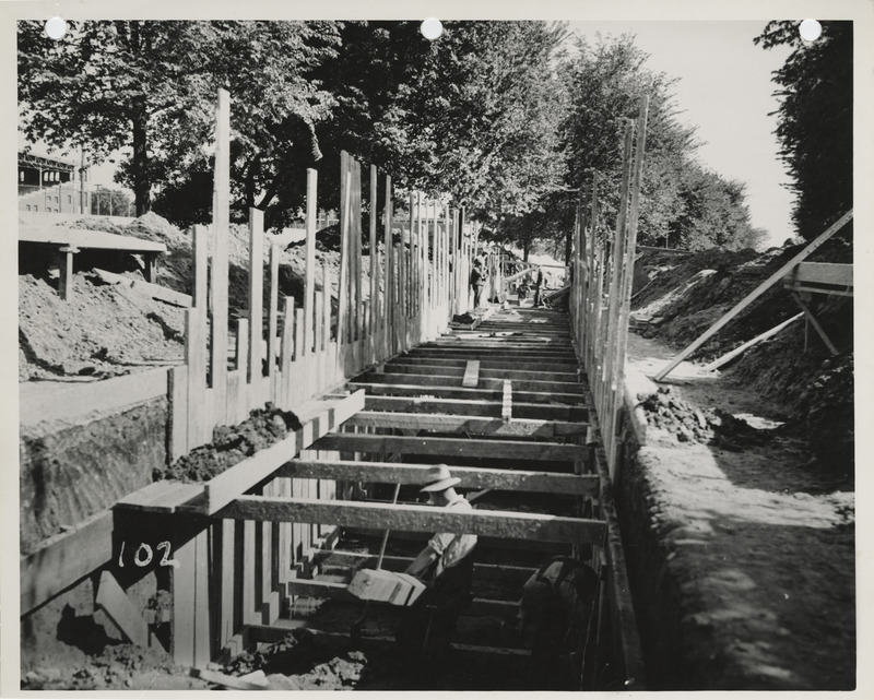 Photograph of storm sewer construction at the State Fairgrounds in Des Moines