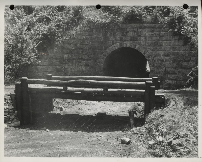 Photograph of a wooden bridge on the college golf course in Ames