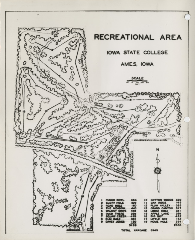 Architectural drawing of the college golf course in Ames