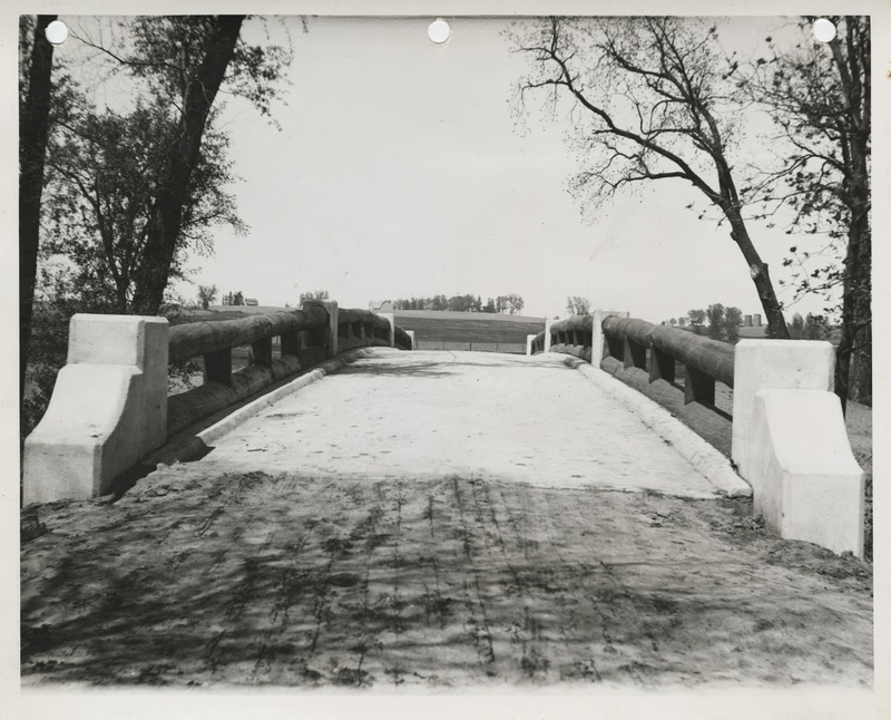 Photograph of a bridge on the college golf course in Ames