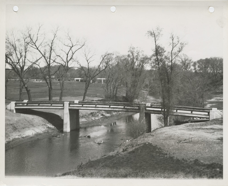Photograph of a bridge on the college golf course in Ames