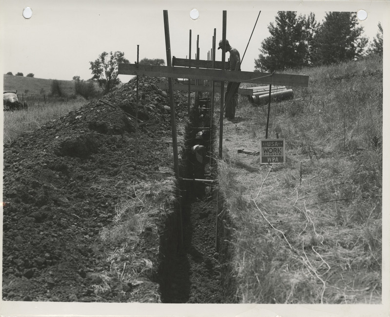 Photograph of the construction of a sanitary sewer in Ames