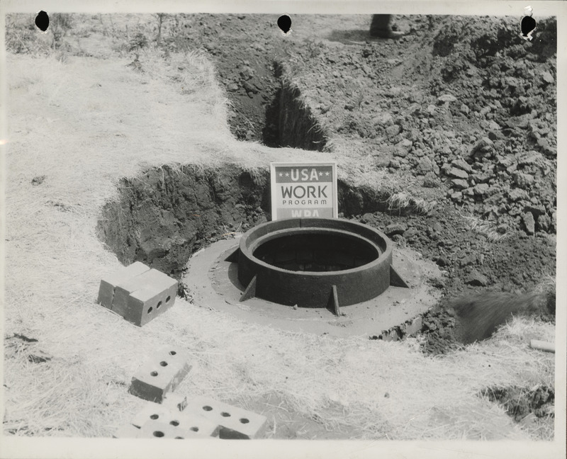 Photograph of the construction of a sanitary sewer in Ames