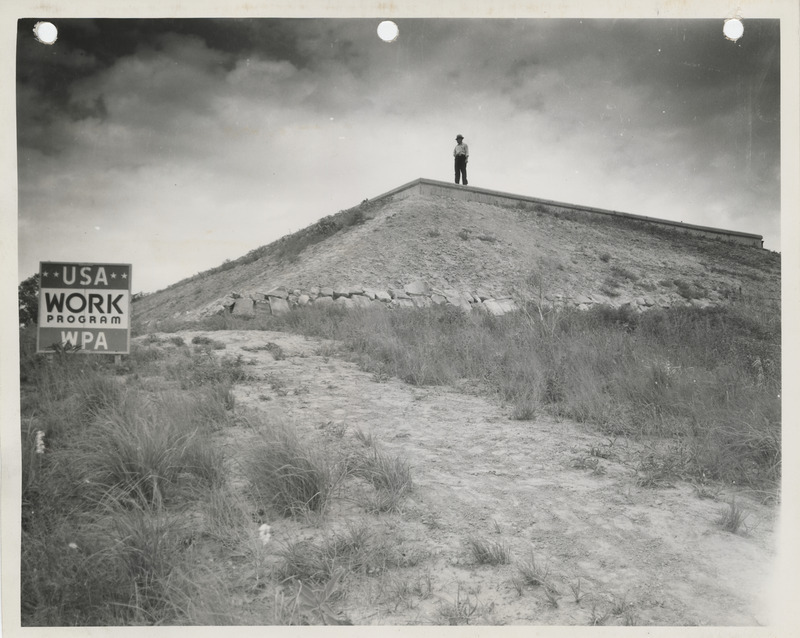 Photograph of completed reservoir in Missouri Valley