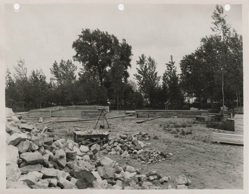 Photograph of the foundation for shelter house in the Lewis and Clark State Park