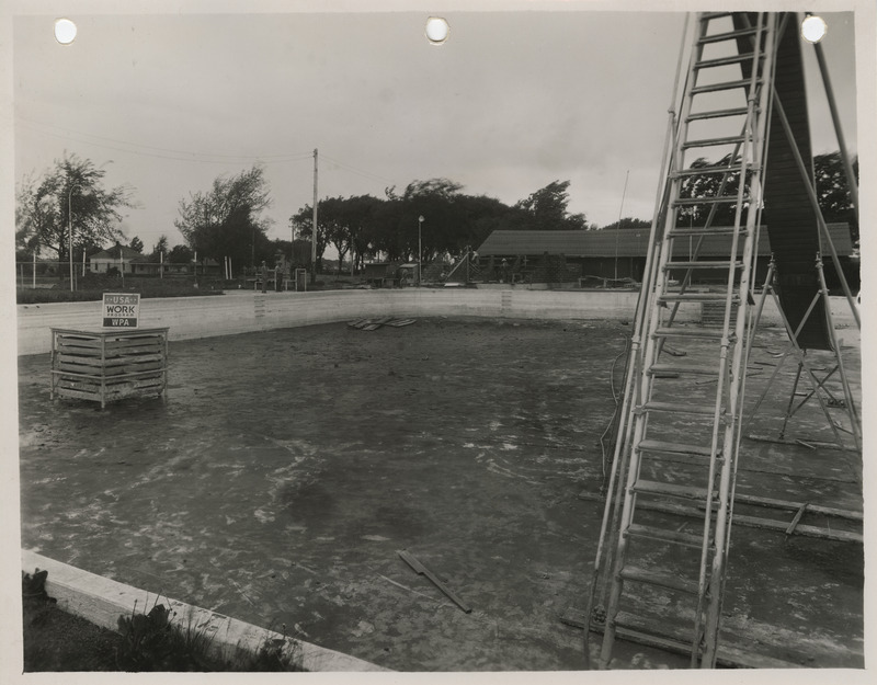 Photograph of the construction of swimming pool in Red Oak