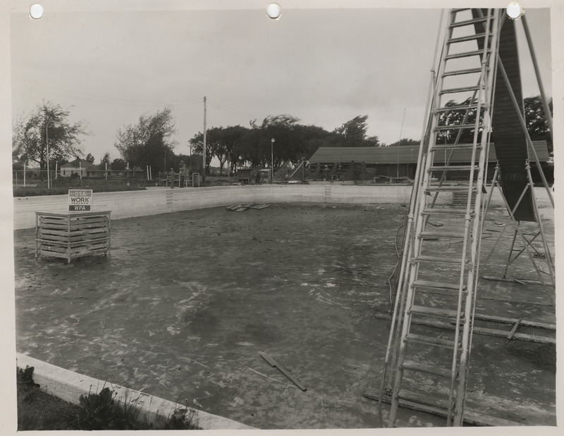 Photograph of the construction of swimming pool in Red Oak