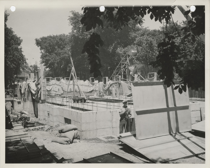 Photograph of the construction of Page County Jail in Clarinda