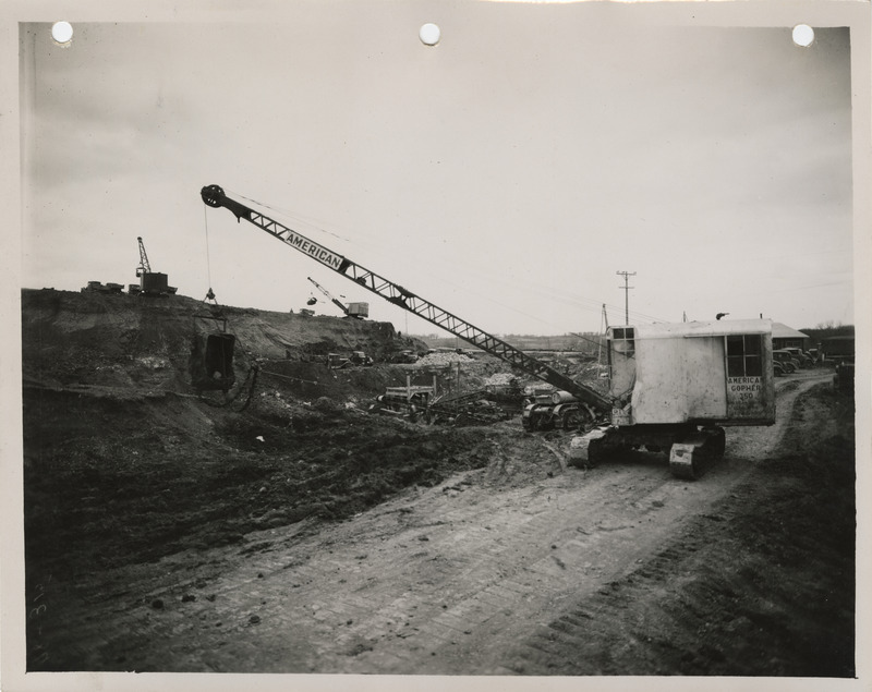 Photograph of dragline removing dirt at the quarry in Macedonia