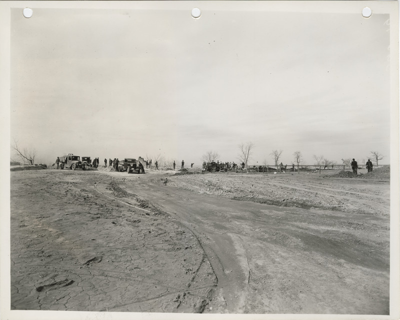 Photograph of excavating the athletic field at the Abraham Lincoln High School in Council Bluffs