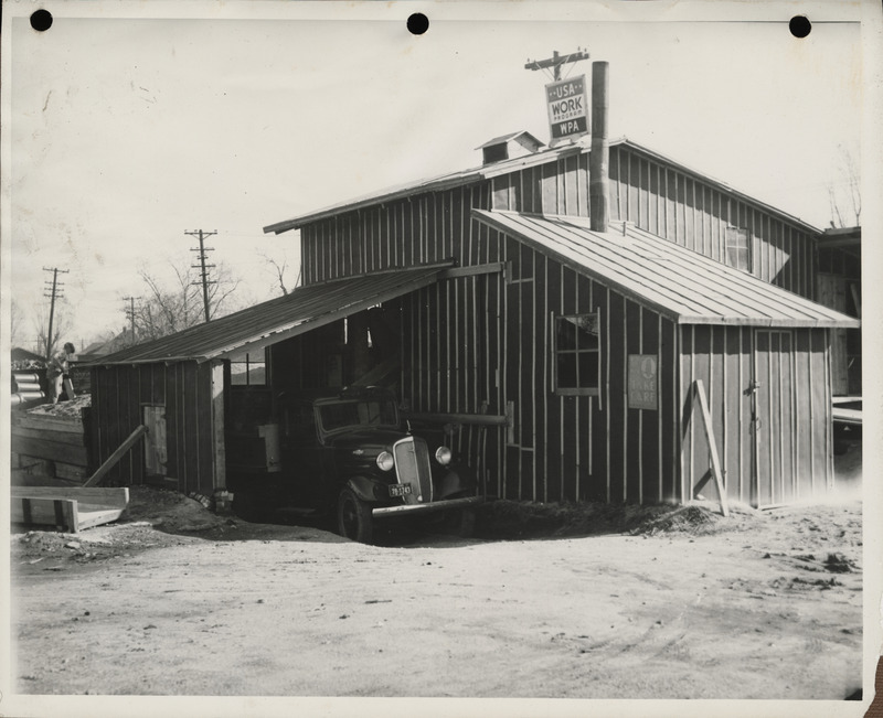 Photograph of the concrete mixing plant for sewer work in Council Bluffs