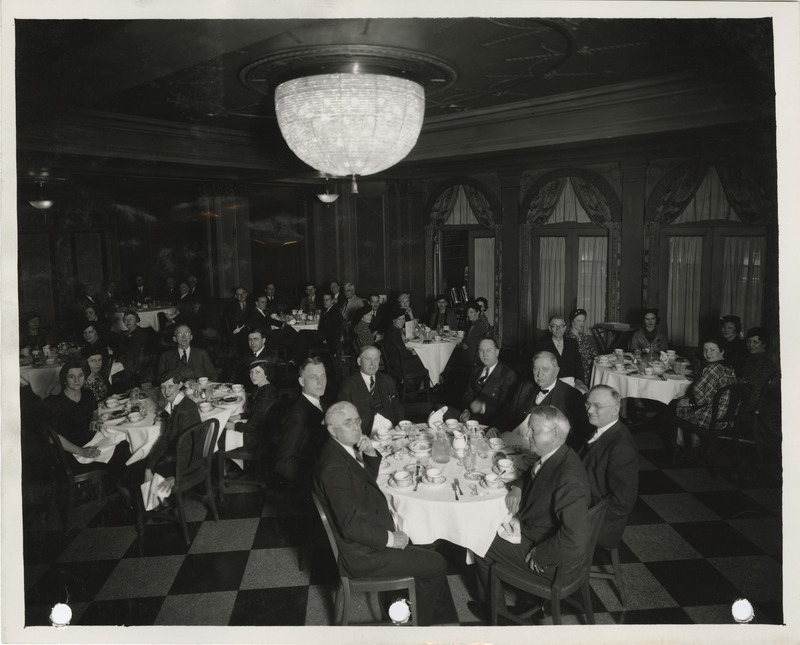 Photograph of the WPA Officials dinner at Clifton Hotel in Council Bluffs