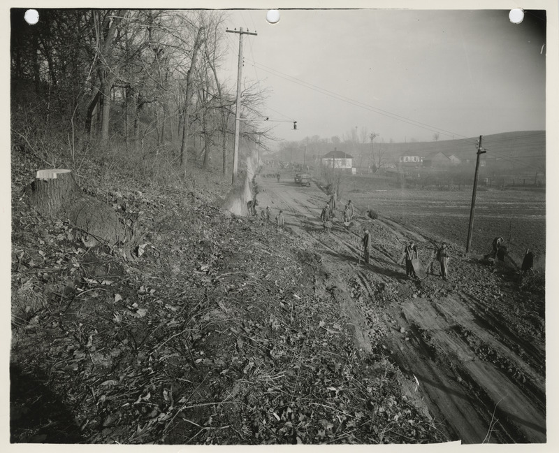 Photograph of people grading Spencer Avenue in Council Bluffs