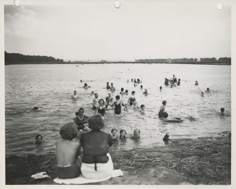 Photograph of people in Lake Manawa in Council Bluffs