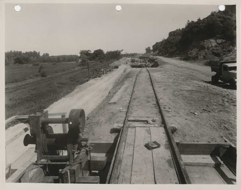 Photograph of rail tracks at a quarry in Pottawattamie County