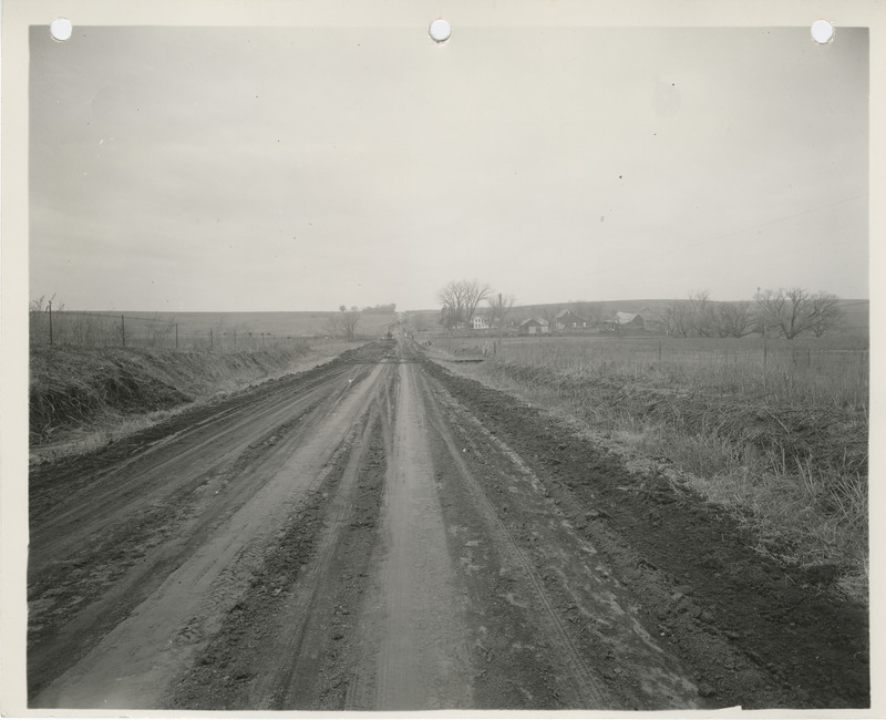 Photograph of grading a farm to market road in Pottawattamie County