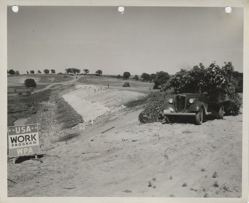 Photograph of the dam and beach at Bedford State Park in Taylor County