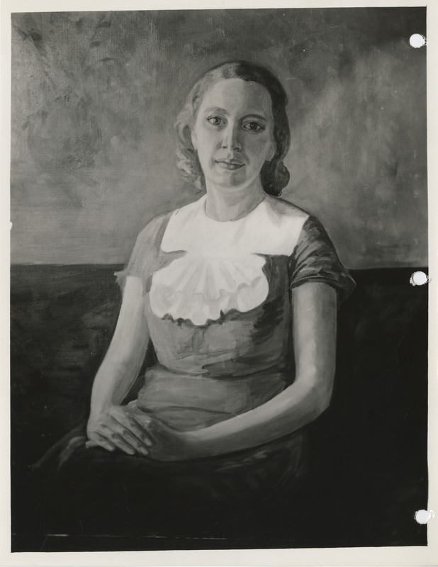 Photograph of a painting of a lady exhibited at 418 Old Federal Building in Des Moines