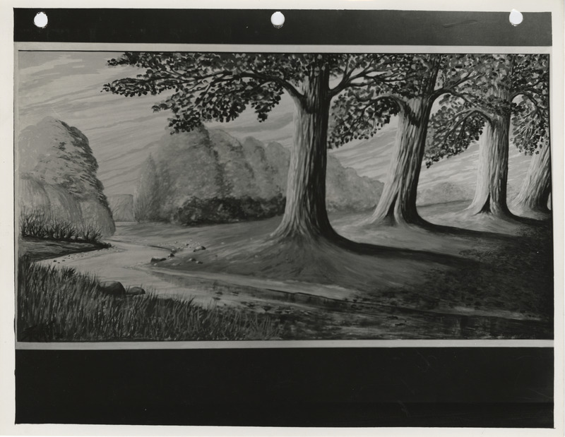 Photograph of a landscape painting exhibited at 418 Old Federal Building in Des Moines