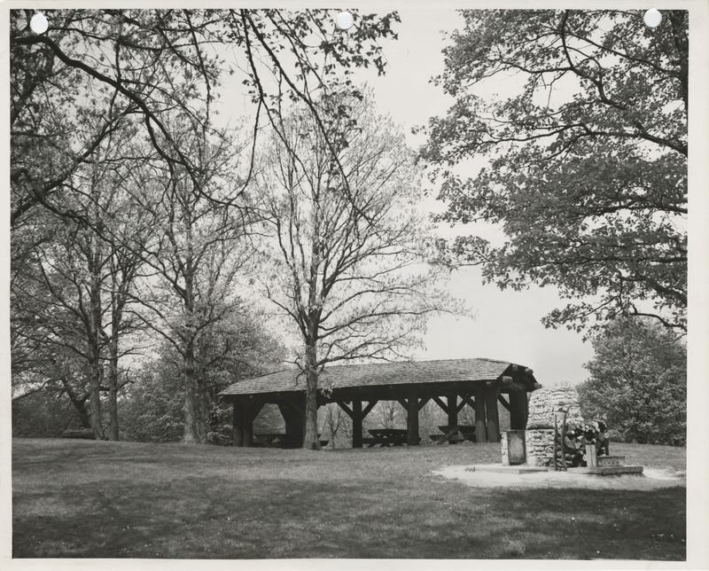 Photograph of a shelter on the college golf course in Ames