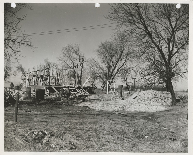 Photograph of the construction of a maintenance garage in Oskaloosa